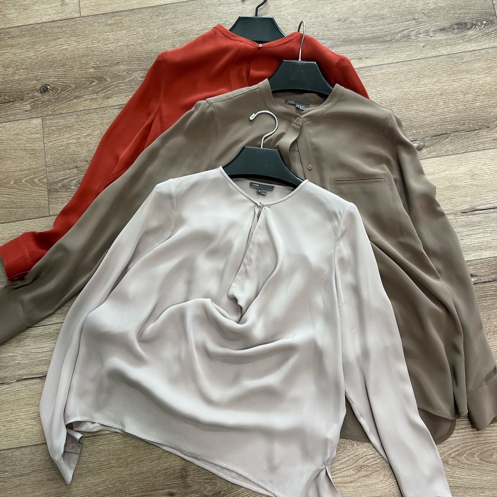 Vince Women's Blouse Trio - Cream, Tan, and Burnt Orange